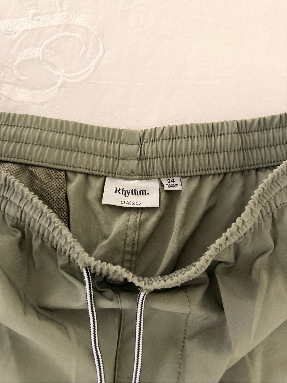 Rhythm. Men's Olive Trunks with Drawstring - Picture 2 of 3